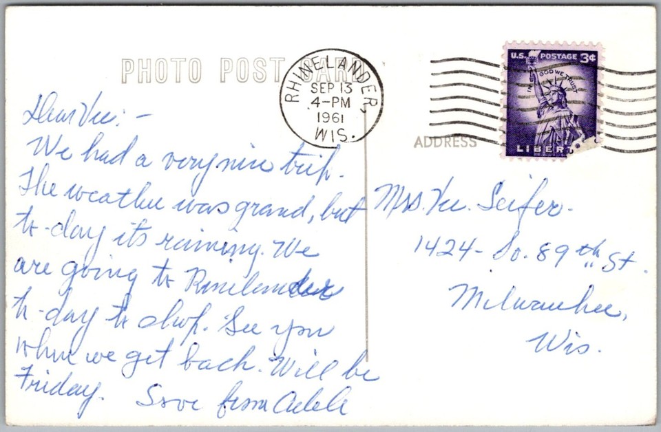 Postcard Whispering Pine Lodge on Pickerel Lake; Eagle River, Wisconsin