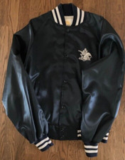 VTG 1983 INTRO. "BUDWEISER LIGHT" BLUE SATIN VARSITY BOMBER JKT - ORIG. OWNER