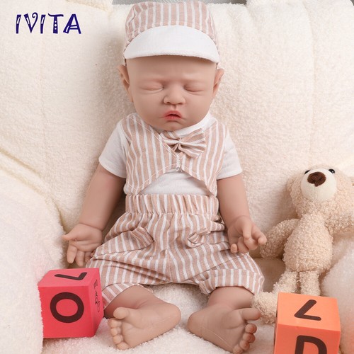 17'' Soft Silicone Reborn Doll Handmade Silicone Boy Eyes Closed Sleeping Doll - Picture 3 of 12