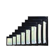 Holographic Black Packaging Bags, Food Safe Candy Bags, Heat Seal Snack Pouches
