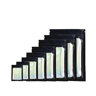 Holographic Black Packaging Bags, Food Safe Candy Bags, Heat Seal Snack Pouches