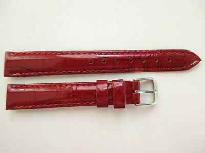 Red alligator print glossy finish 13 MM leather watch band  display picture 1