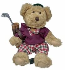 7 Russ Berrie Teddy Bear Chip Golfer Stuffed Plush Sitting Golf Bear