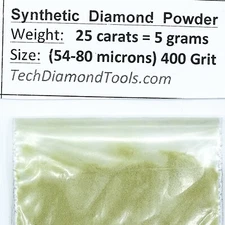 TechDiamondTools Diamond Powder 400 Grit 54-80 Microns, 25 cts = 5 Grams