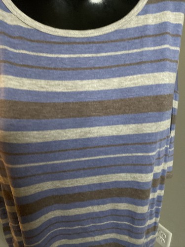 LuLaRoe Irma Stripped Heather Grey, Blue Stopped NWT SZ Small - Picture 2 of 5