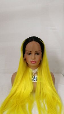 ?ROXANNE 22”  YELLOW OMBRÉ LACE FRONT WIG *NWT* Human Hair Yellow And Black Ombre Color Lace Front Wig  main image 3