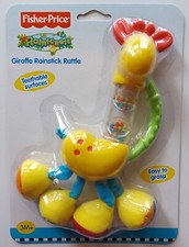 GIRAFFE RAINSTICK RATTLE By FISHERPRICE TEETHABLE SURFACES - VINTAGE - NEW-2006