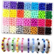 756Pcs Acrylic Round Beads for Jewelry Making, 28 Colors Rainbow Round 8mm