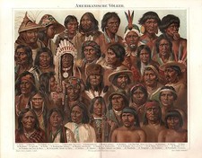 Amerikanische V&ouml;lker Indianer Native  V&ouml;lkertypen Eskimo   LITHOGRAPHIE um 1896