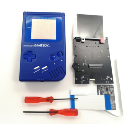 Pre-cut Blue Shell w/Blue Glass Lens& Super OSD Version RIPS LCD iPS Kit For GBO