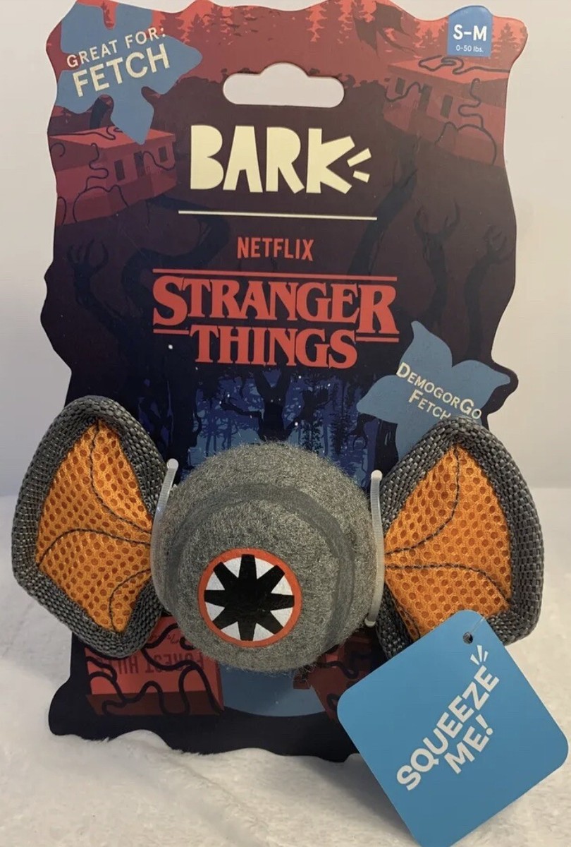 Bark Dog Toy Stranger Things Show Demogorgon Bay Tennis Ball Squeaker Grey  S-M