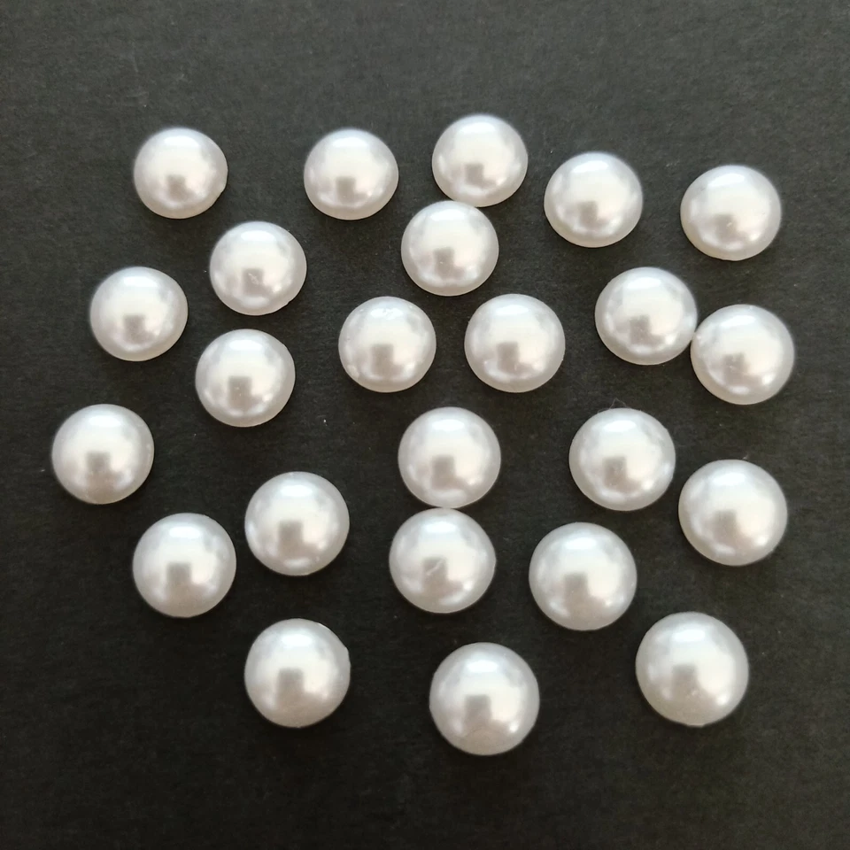 48pcs 8mm White Half Round Pearl Beads Flatback Cabochons AUS Free Postage sZ9 - image 3 of 4
