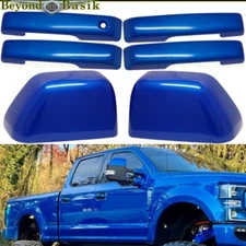 2023 Ford F250-F550 Crew Door Handle COVERS NoSMTK+Top Mirrors  E7 VELOCITY BLUE