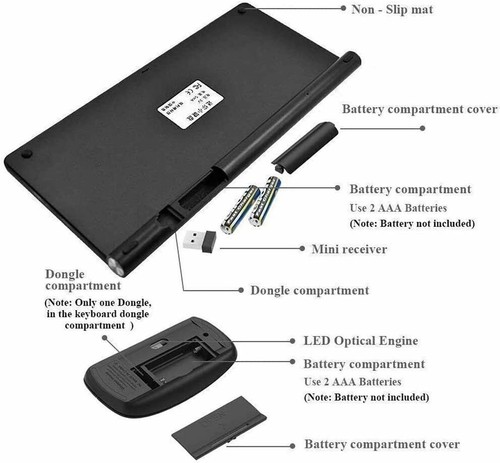 Mini 2.4G Wireless Keyboard and Mouse Combo for iPad PC Cell Phone Tablet Laptop - Picture 9 of 12