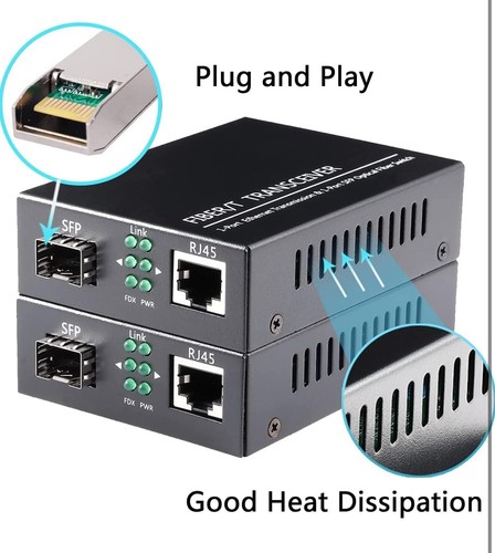 Pair of 1.25G/s Bidi Gigabit Multi-Mode Fiber Ethernet Media Converter 2pc SFPLC - Photo 3/8