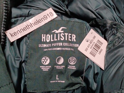 HOLLISTER ULTIMATE UTILITY PUFFER JACKET COAT GREEN MENS
