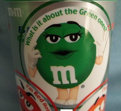 M M Green Pillow And M M Characters Thermos With Marks And