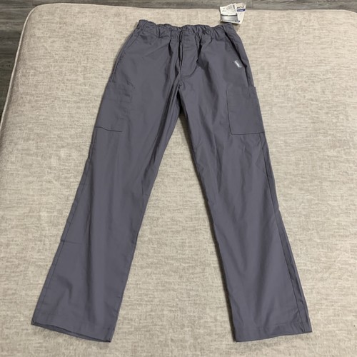 Steel Gray Landau Size S Men's Elastic Waist Cargo Scrub Pants Contemporary Fit