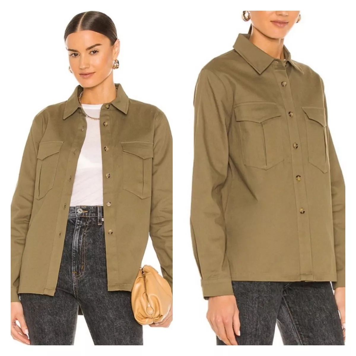 Olive green shirt best sale jacket