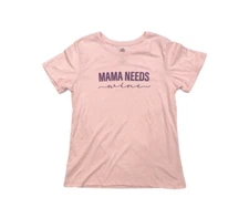 Positivitees Womens XL  (16-18) T-Shirt MAMA NEEDS WINE Short Sleeve • Pink