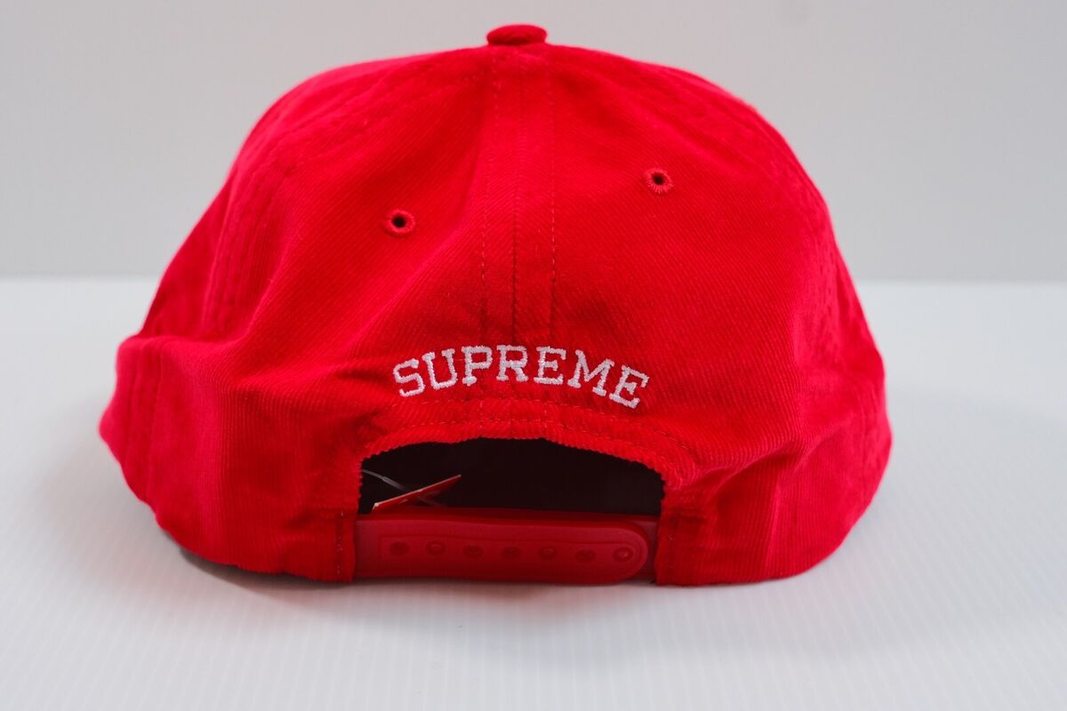 SUPREME SS16 UNIVERSITY RED 5-PANEL CORDUROY CAP RED BRAND SUPREME SS16 UNIVERSITY RED 5-PANEL CORDUROY CAP RED BRAND
