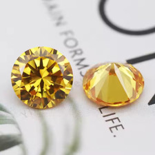 1 CT Natural Yellow Diamond, Round Cut, Pair, 6.50mm, VVS1 D Grade Certified.