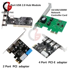 2/4/5 Ports PCI/PCI-E Express USB 2.0/3.0 10/100Mbit/s RJ45 Hub Card Adapter New