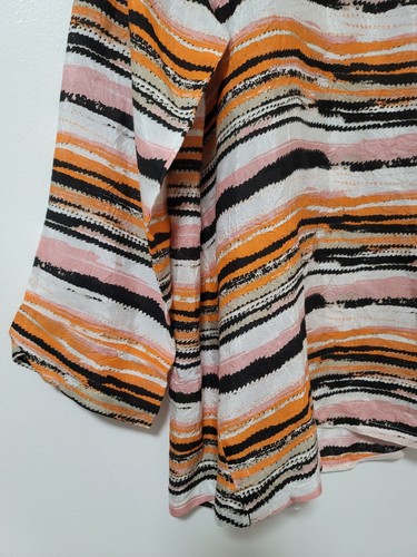 Masai Clothing Tunic Blouse Womens Size XXL Dale Rose Tan Striped Long Sleeve - Picture 6 of 14
