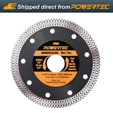 POWERTEC 4-1/2 Inch Turbo Mesh Rim Diamond Saw Blade for Angle Grinder, 14000
