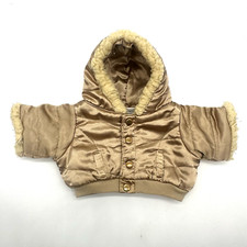 Build a Bear Gold Faux Fur Trim Jacket Quilted Snaps Coat Winter Teddy Clothes