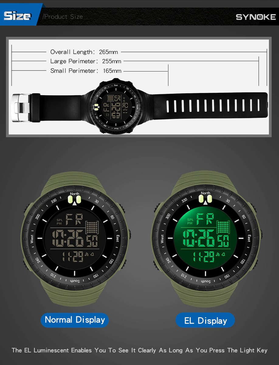 Smartwatch Uomo Militare Orologio Sportivo Digitale Militare Tattico Impermeabile Per Uomo - Retroilluminazione LED, Stile Robusto Orologio Led - Foto 7