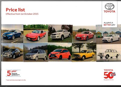 Toyota Car & Commercial Prices & Optional Extras 2015-2016 UK Market Brochure