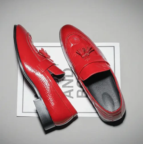 Mens Patent Leather Tassel Casual Slip-on Loafers Comfort Flats Oxfords Clubwear - Image 2 of 4