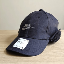 Nike Ear Flap Hat Legacy 91 Youth OSFM Dri-Fit Black Grey Move To Zero NSW Logo