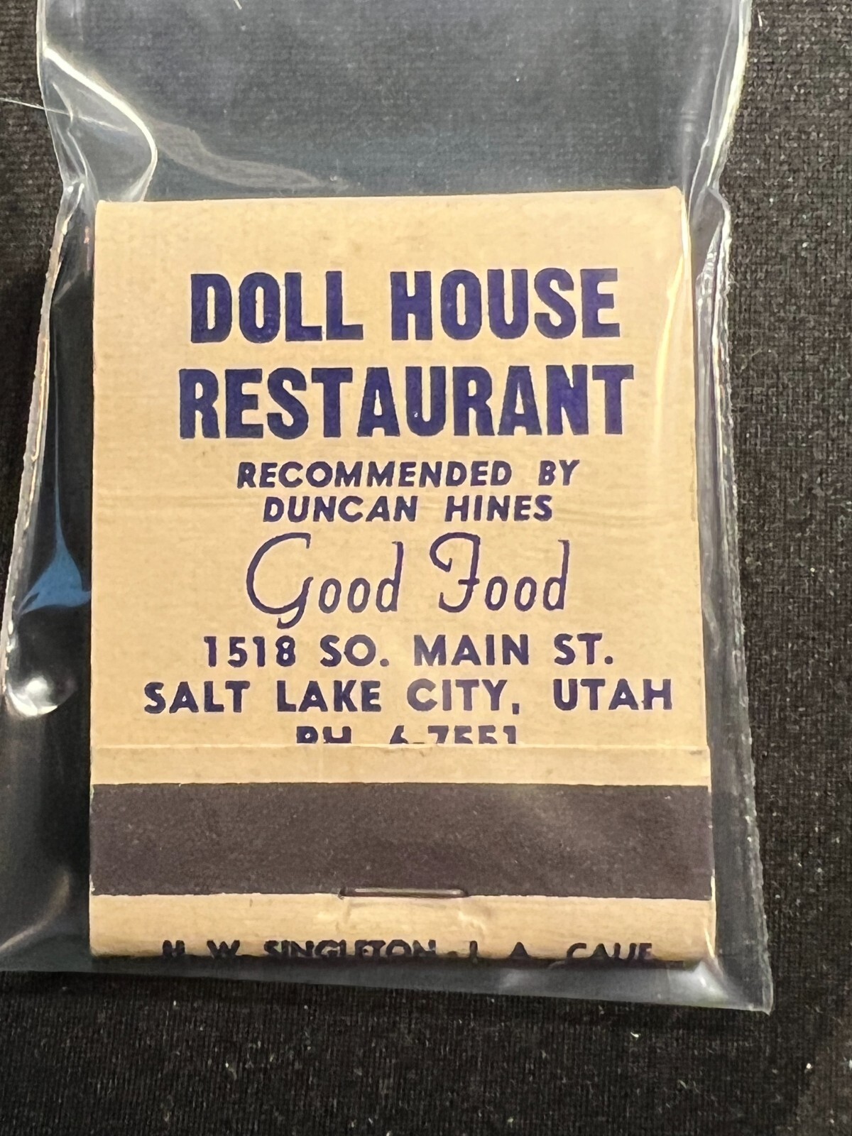 VINTAGE MATCHBOOK DOLL HOUSE RESTAURANT SALT LAKE CITY, UTAH