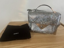 DKNY Crossbody Small Metallic Embossed Leathe...