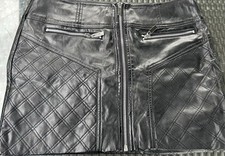 Bebe Faux Leather Mini Skirt Front Zip Quilted Sz S