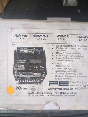 VFD POWER ELECTRONICS MSM2AR  Crane Hoist Motor Control Drive