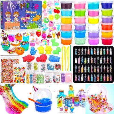 DIY Slime Kit Schleim Set, Schleim Selber Machen mit 24 Farben Crystal, Glitzers