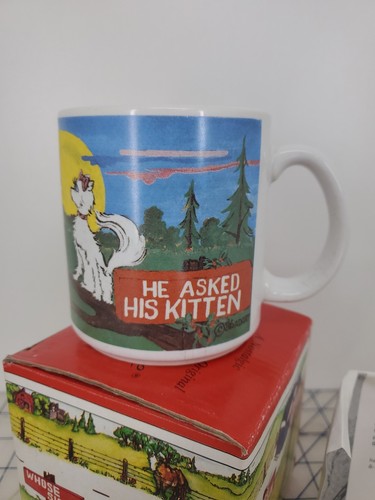 vintage BURMA-SHAVE ceramic coffee mug AdArt racy Cat Verse w/ box - Picture 2 of 14