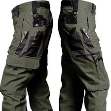 Mens Waterproof Tactical Cargo Pants Outdoor Hiking Workwear Multi-Pocket