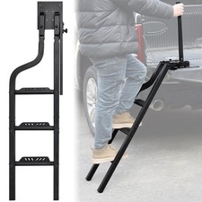 45" Universal Pickup Truck Tailgate Ladder with Handrail, Heavy Duty Foldable...