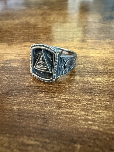 Clocks and Colours Discontinued Illuminati Stainless Steel Ring - Size 8