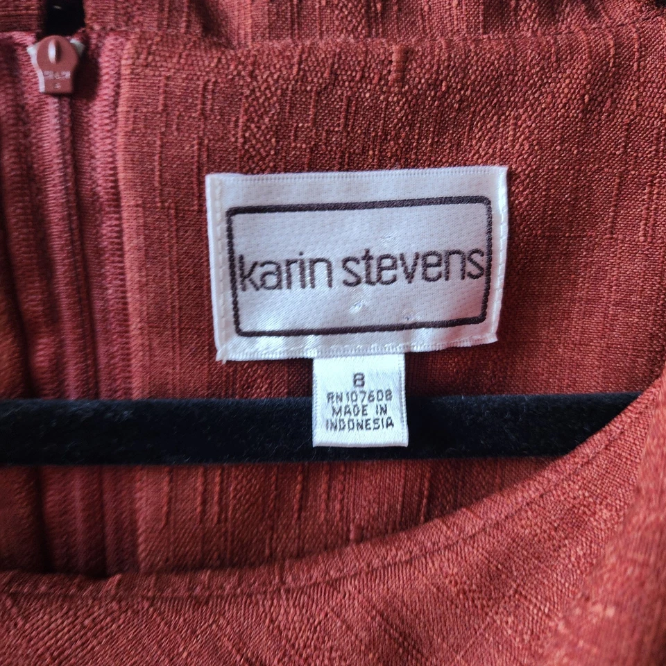 Винтажное женское платье Karin Stevens размер 10 сожженное оранжевое с рукавами-крылышками официальное - Изображение 3 из 4