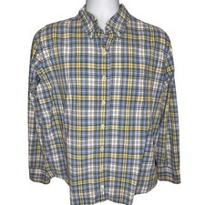Abercrombie  Fitch Mens Blue Plaid Button Down Shirt Sz M Poplin Preppy Casual