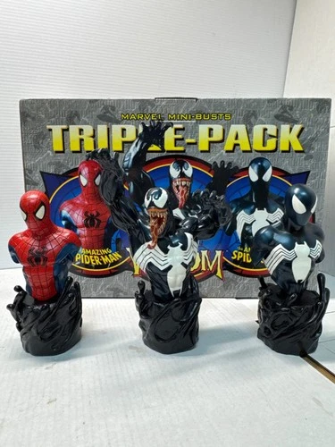 Marvel Triple Pack Mini Bust Spiderman Venom Bowen NIB 4451/6000