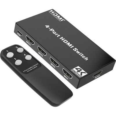 4K HDMI Switch 4 in 1 Out, HDMI Umschalter mit Fernbedienung, Unterstützt Dol...