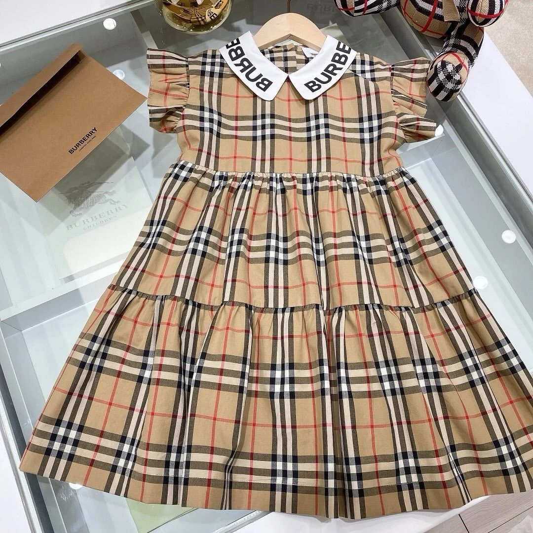 Vestito Bambina Burberry Bambini Nova Check Manica Corta Bambini London Brit 8Y