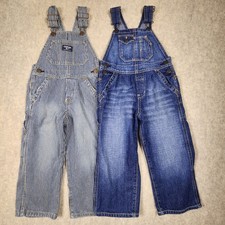 2 Kids Osh Kosh B'Gosh Hickory Stripe  Blue Denim Vestbak Bib Overalls 3T