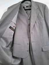 Vtg Bachrach Men 3 Piece Suit 40 L-XL Tall Long Gray Wool Pants 34" 32 Pleated